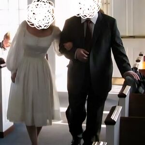 Vintage 1960s Cream Long Sleeve Fit And Flare Wedding Dress